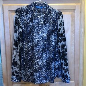 Purple and white sheer blouse